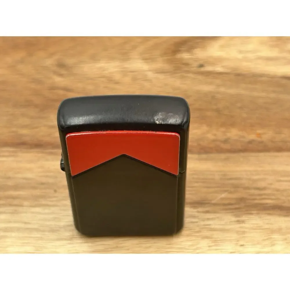 Marlboro Zippo Lighter 1996 Black Red Matte Windproof Geometric USA Untested